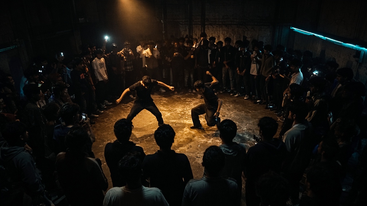 A cypher circle around a battle